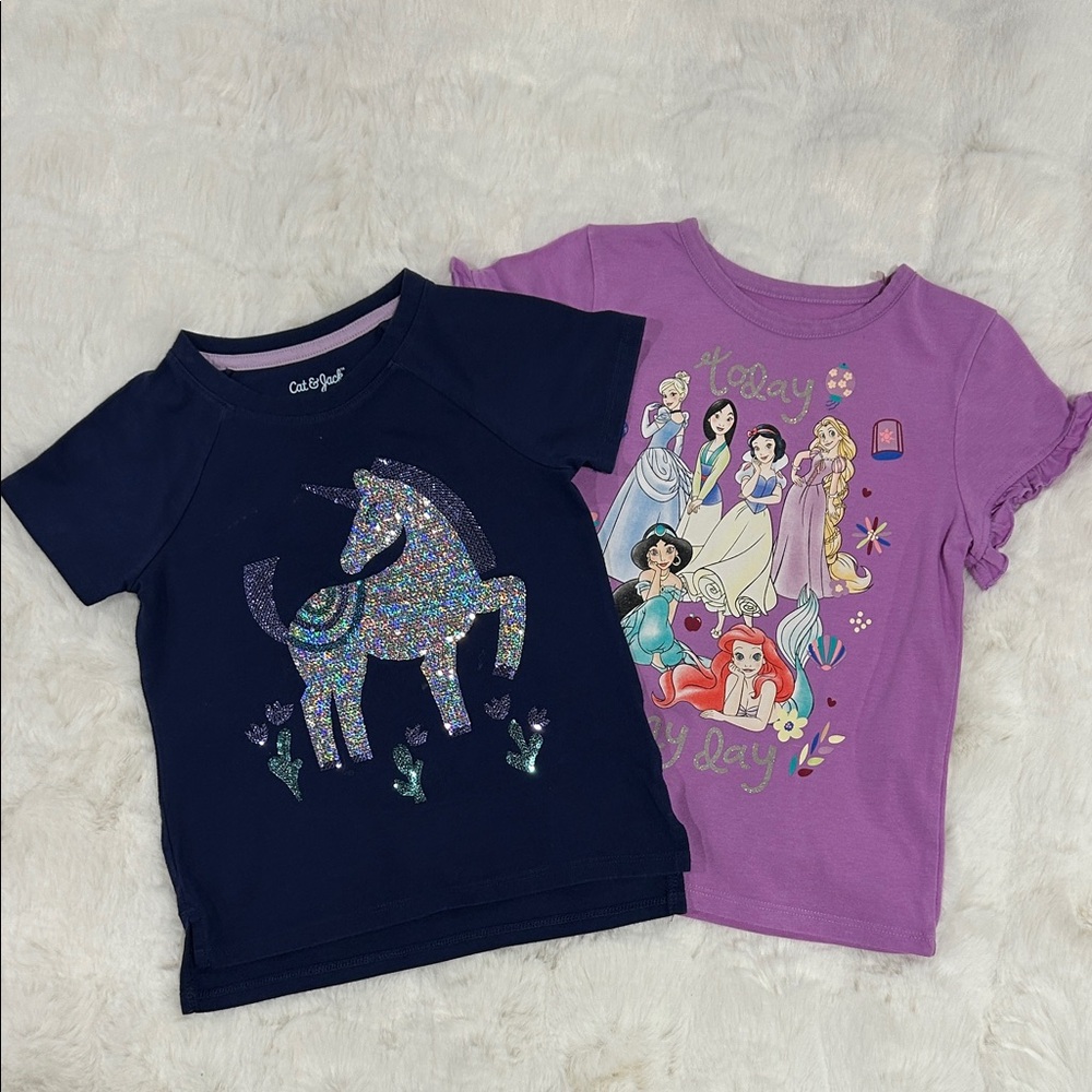 Disney Kids Short Sleeve Tees - Navy and Lavender
